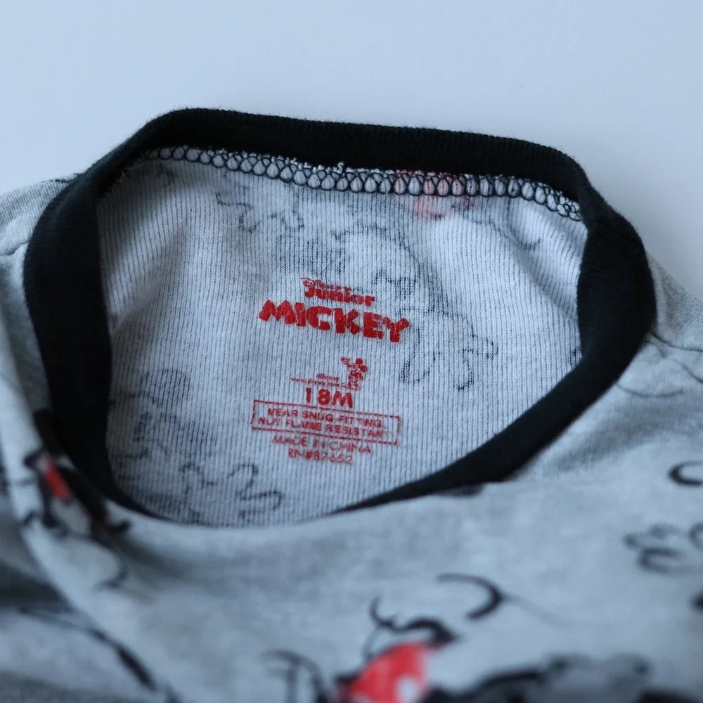Kids Disney Mickey Mouse Pajama Set Long Sleeve‎ Pants Gray 18M